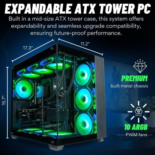 Panorama XL RTX 5090 Gaming Desktop PC - AMD Ryzen 9 9950X3D. 192GB DDR5 RAM. 4TB NVMe 990 Pro Gen4 SSD. 3TB HDD. WiFi 6E + BT. HDMI. Windows 11 Pro - Best 2025 RGB Prebuilt Tower Computer for Gamers：圖片 7